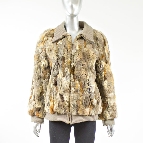 Multi Color Opossum Fur Reversible Jacket - Size S