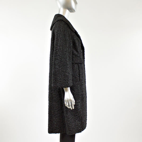 Black Persian Lamb Fur Coat - Size XS