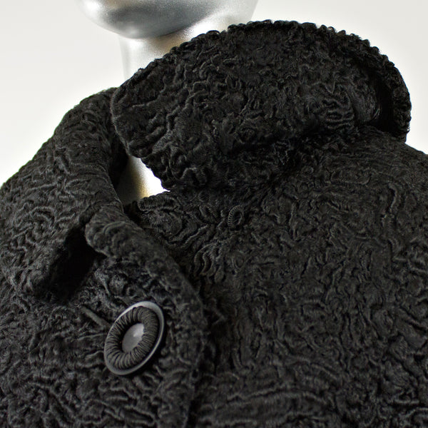 Black Persian Lamb Fur Coat - Size XS