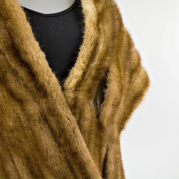 Autumn Haze Mink Fur Stole - One Size Fits All