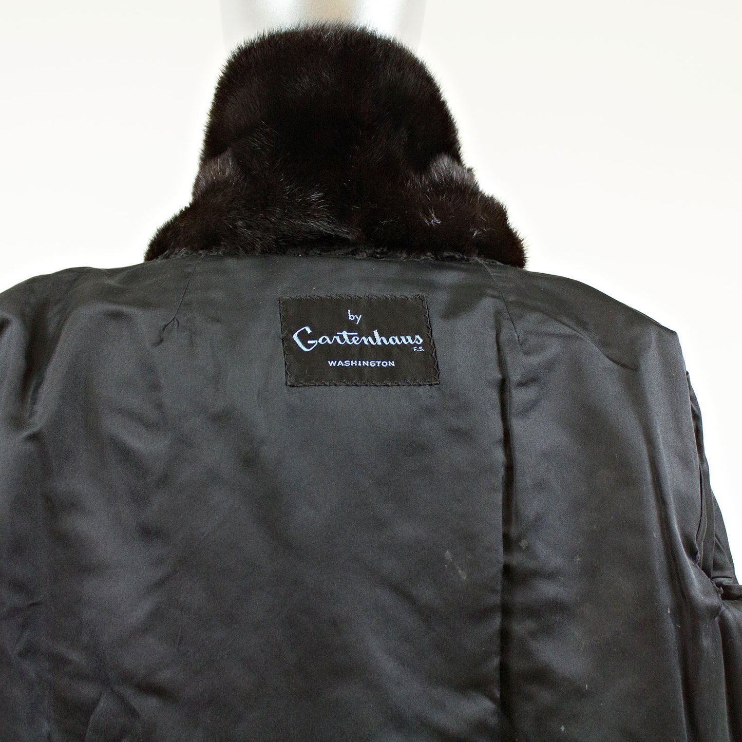Black Persian Lamb Fur Short Jacket with Mink Collar - Size S