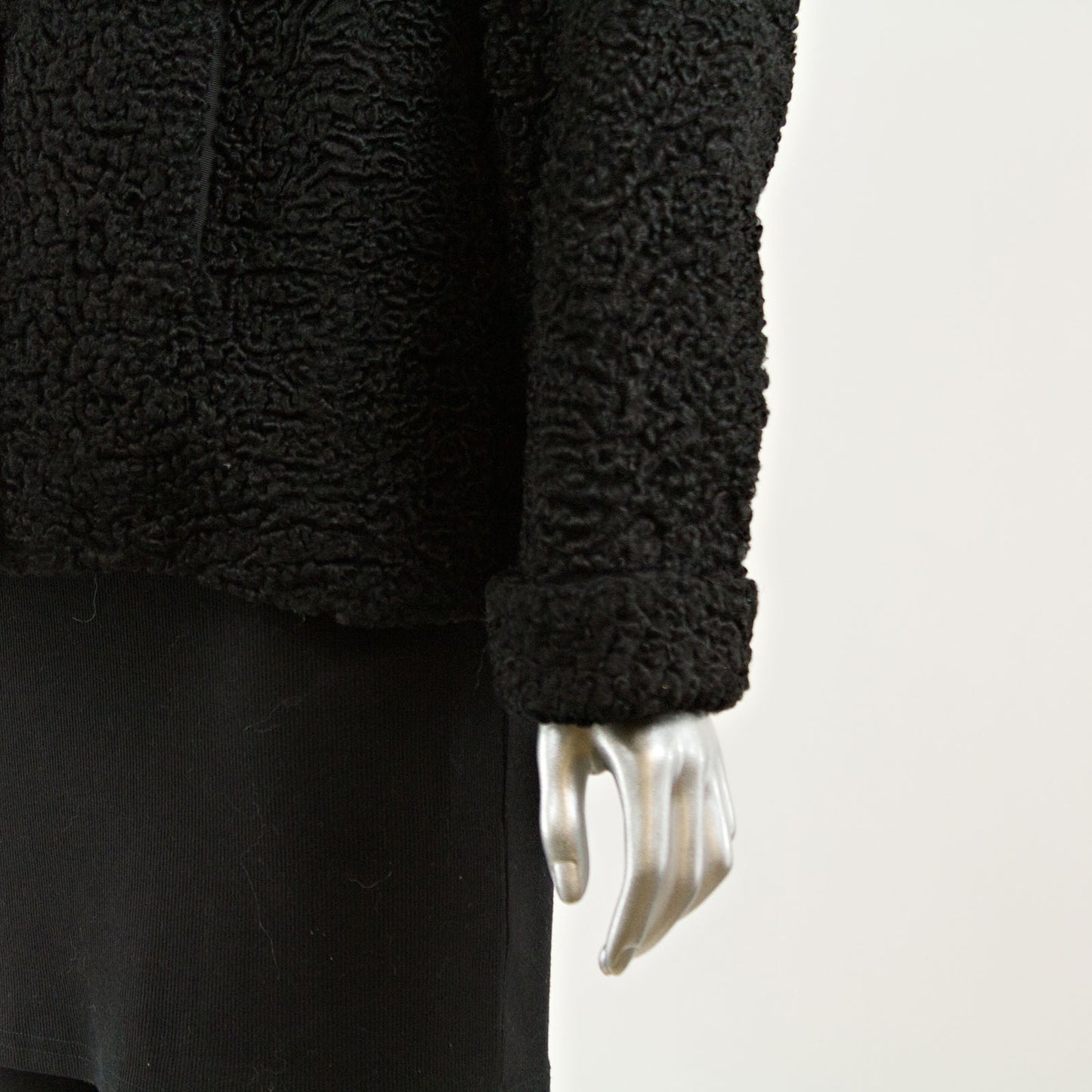 Black Persian Lamb  with Mink Collar - Size L