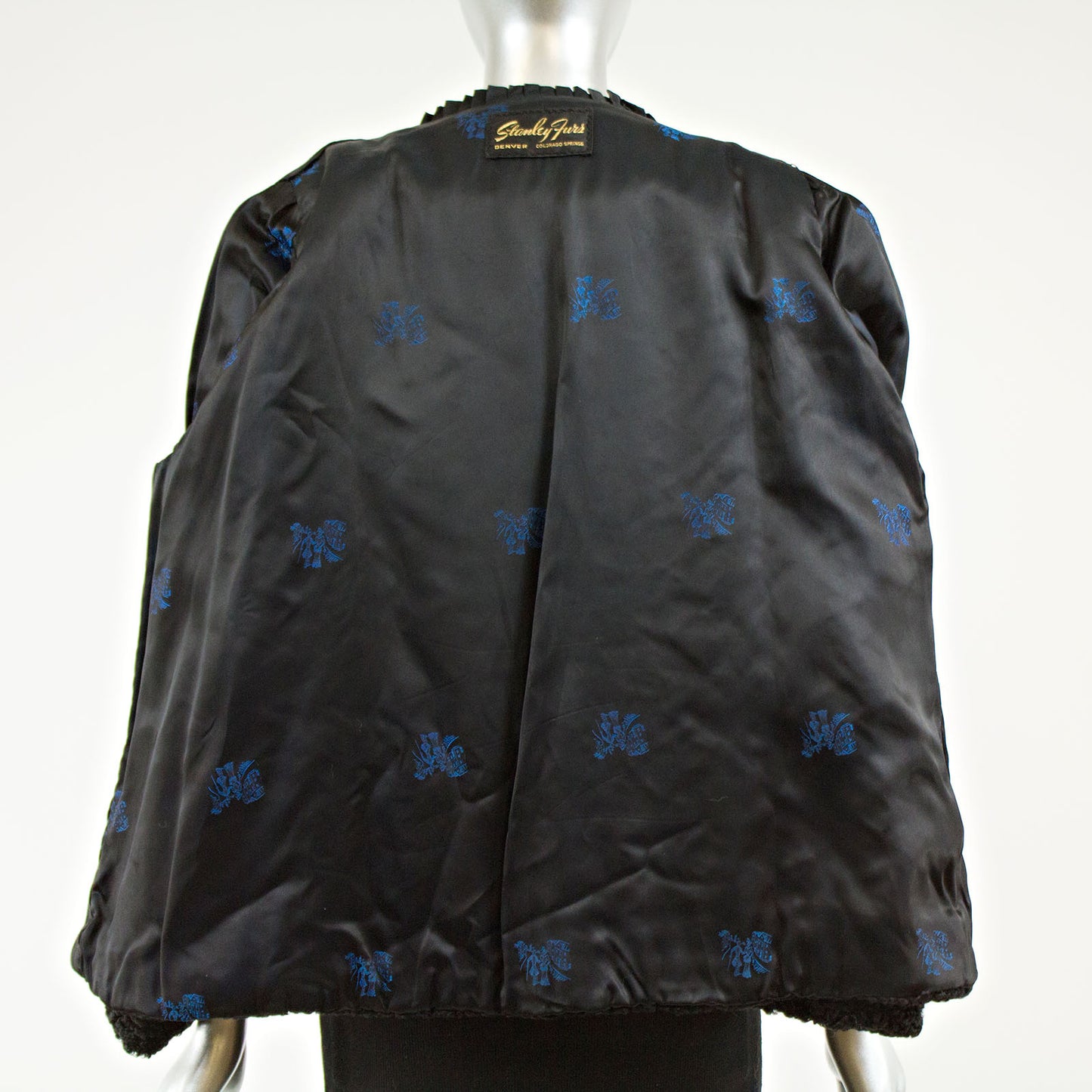 Black Persian Lamb  with Mink Collar - Size L