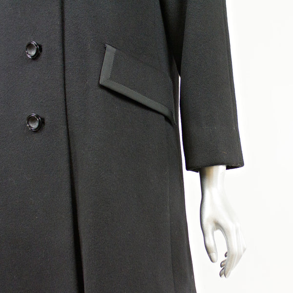 Black Wool Coat with Mink Collar - Size XS