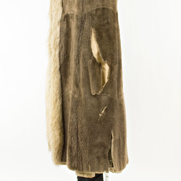 Camel Sheared Beaver Revers with Raccoon Fur Coat Size M-L