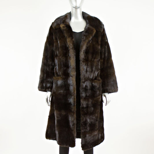 Dark Brown Mink Coat Horizontal- Size M