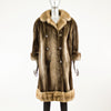 Sheared Beaver Coat with Mink Collar & Hem- Size L