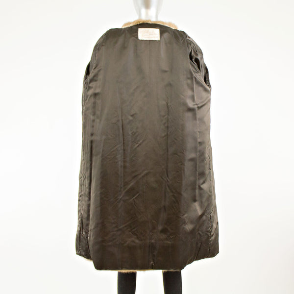 Sheared Beaver Coat with Mink Collar & Hem- Size L