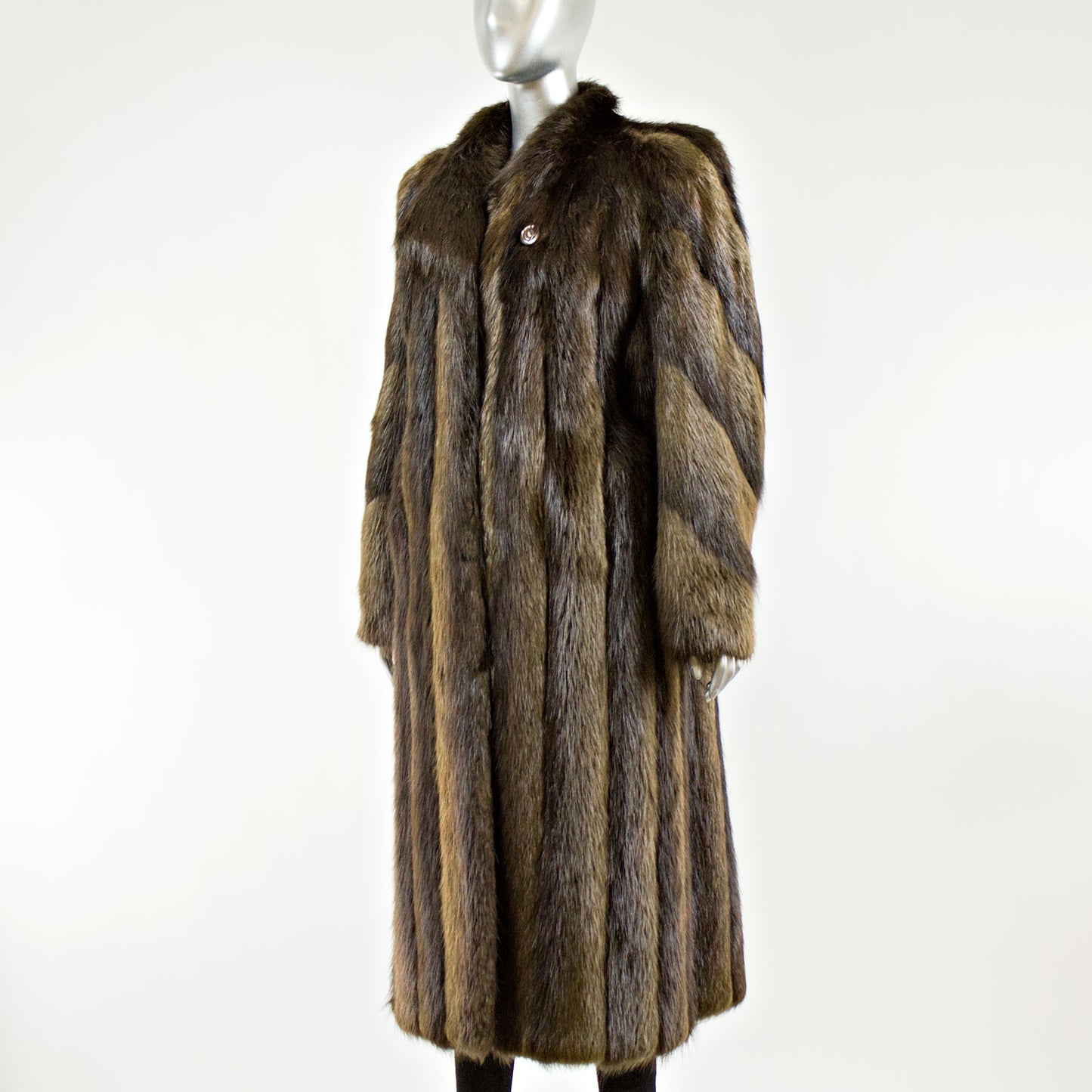 Long Hair Beaver Fur Coat - Size M