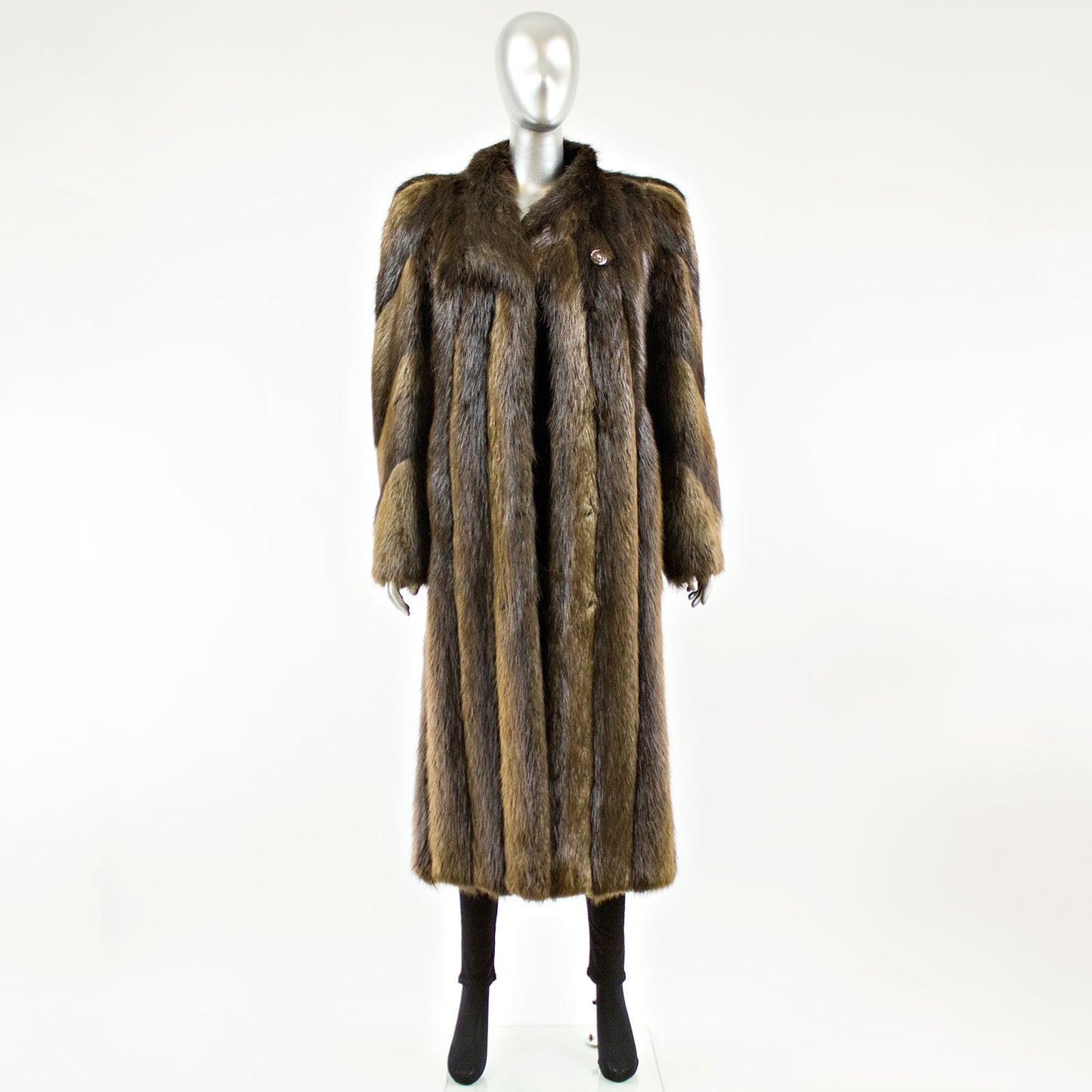 Long Hair Beaver Fur Coat - Size M