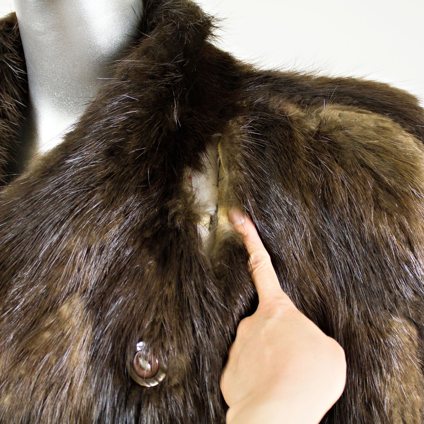 Long Hair Beaver Fur Coat - Size M