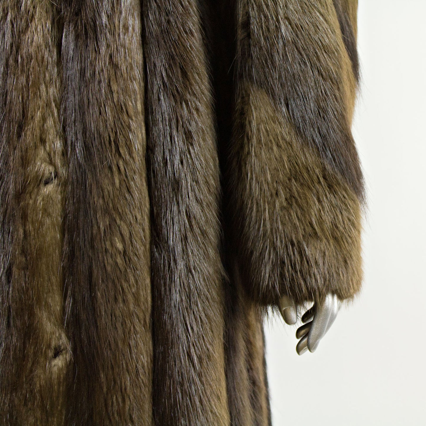 Long Hair Beaver Fur Coat - Size M