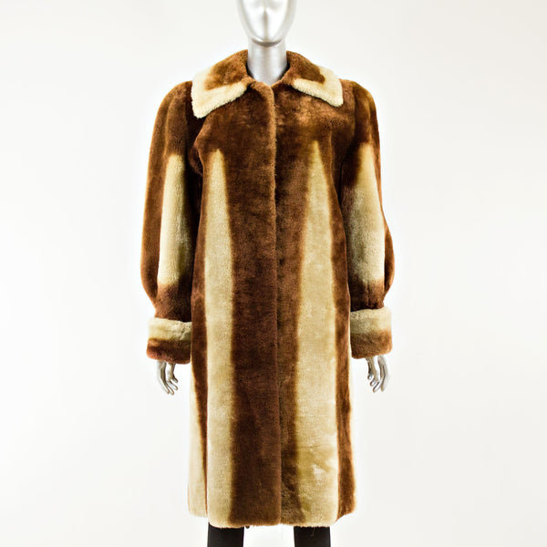 Striped Mouton Coat - Size M