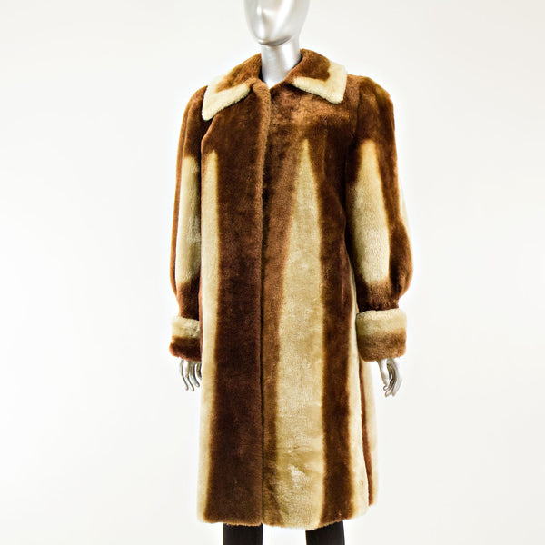 Striped Mouton Coat - Size M