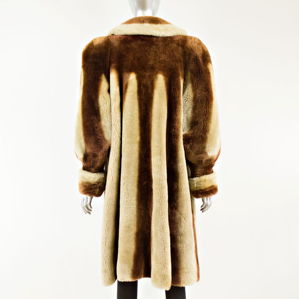 Striped Mouton Coat - Size M