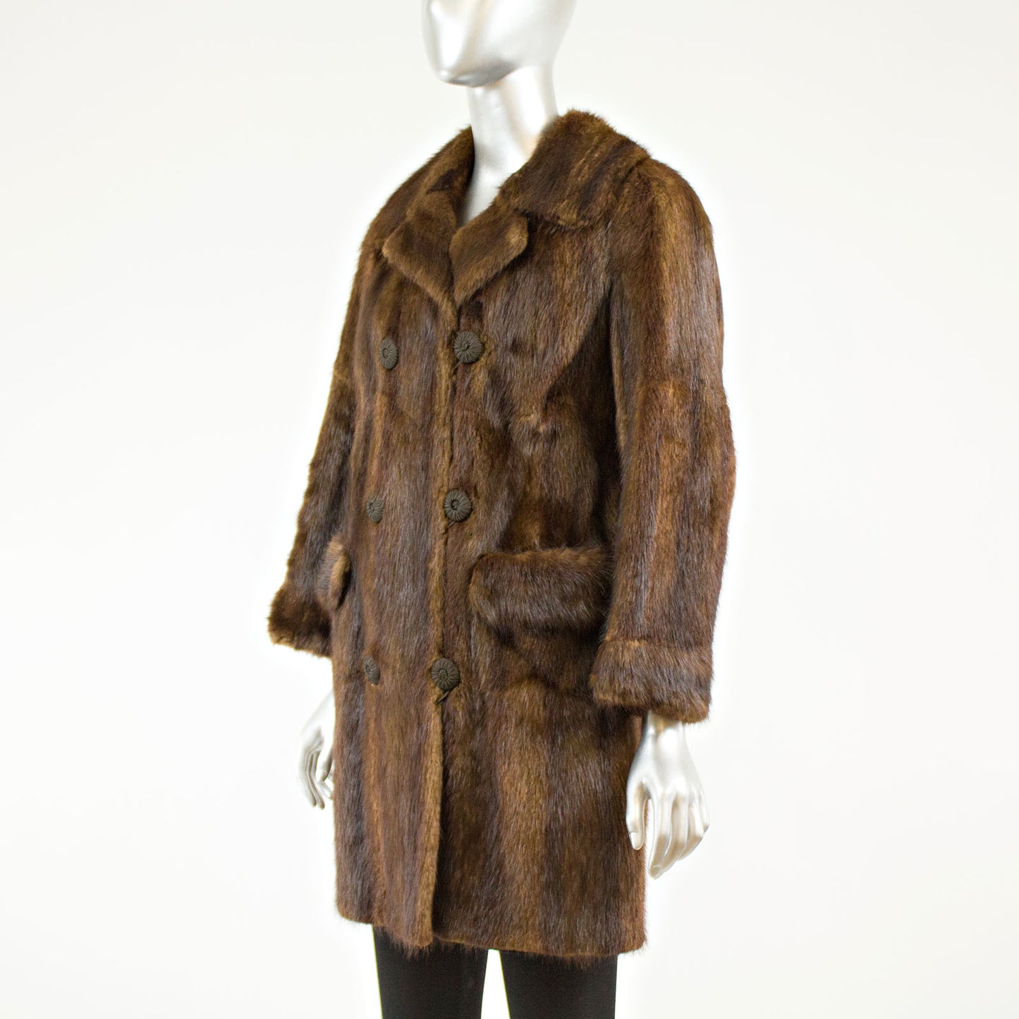 Brown Muskrat 3/4 Coat- S