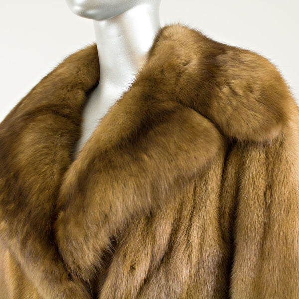 Autumn Haze Mink Coat with Sable Collar - Size S