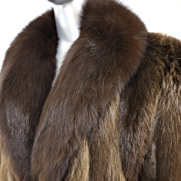 Beaver Coat with Fox Tuxedo- Size XL