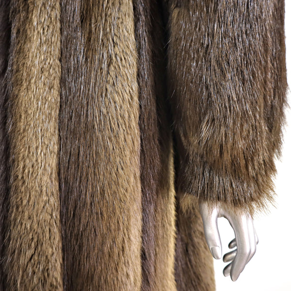 Beaver Coat with Fox Tuxedo- Size XL
