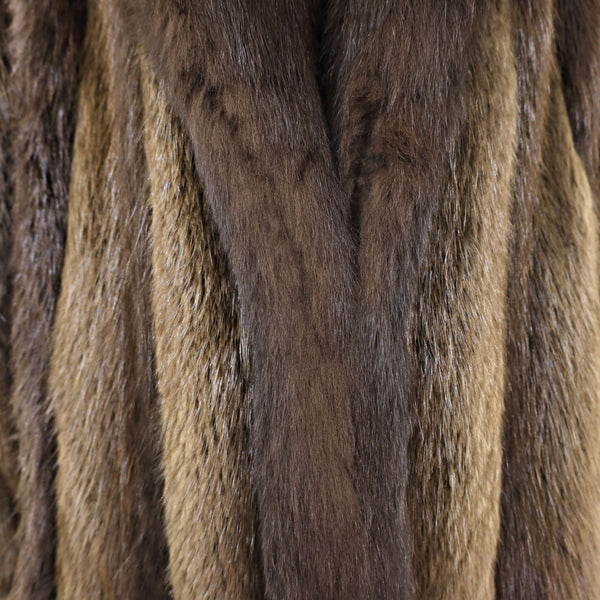 Beaver Coat with Fox Tuxedo- Size XL