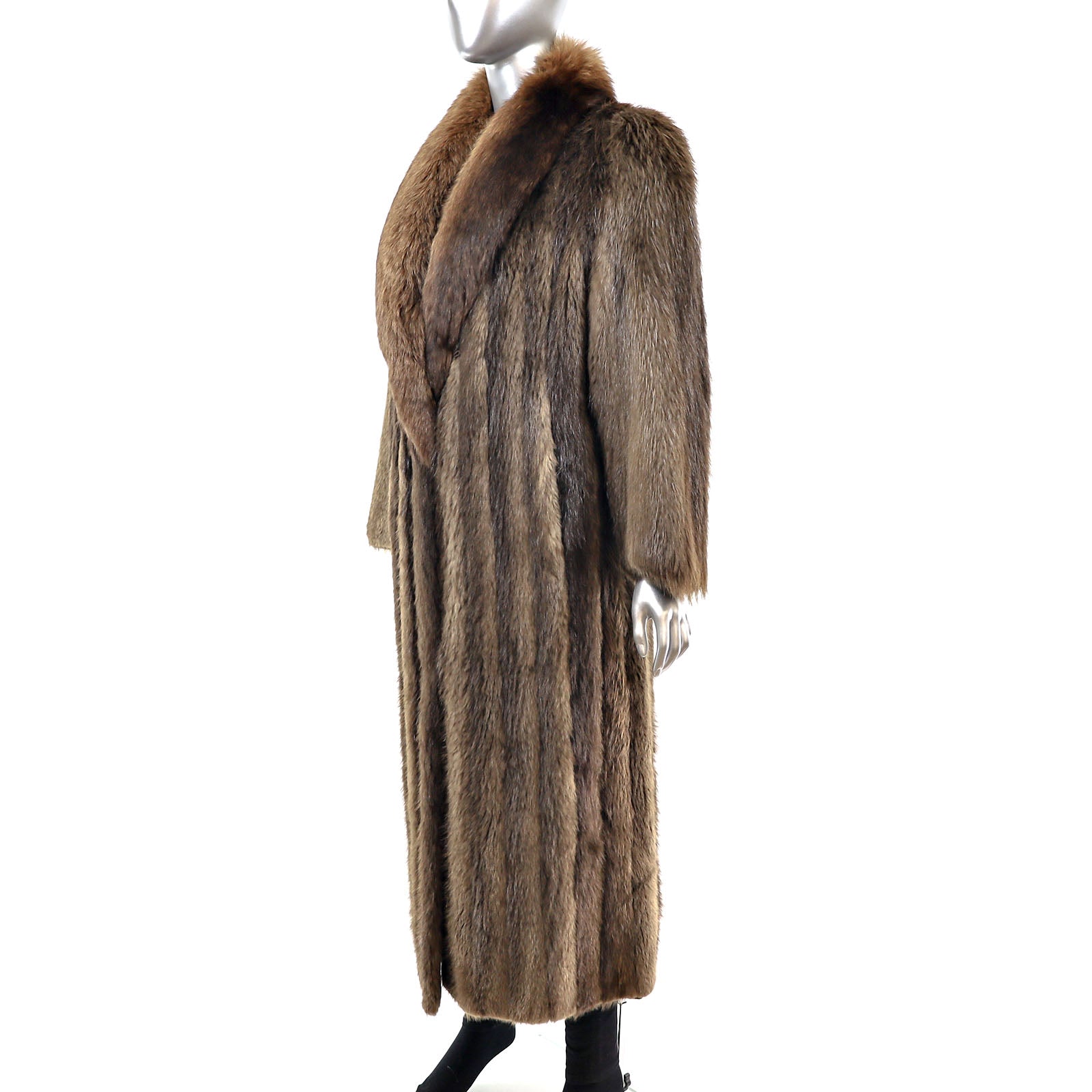 Beaver Coat with Fox Collar- Size S | VintageFurs