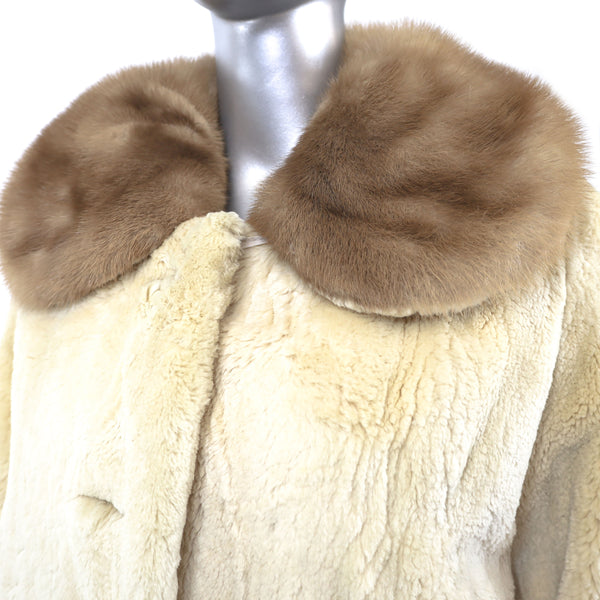 Sheared Beaver Coat with Mink Collar- Size S
