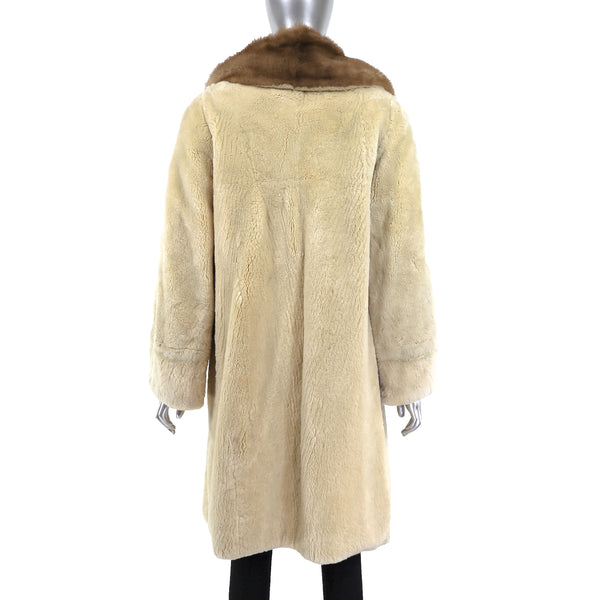 Sheared Beaver Coat with Mink Collar- Size S