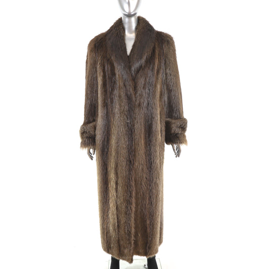 Bloomingdale's Long Hair Beaver Coat- Size M