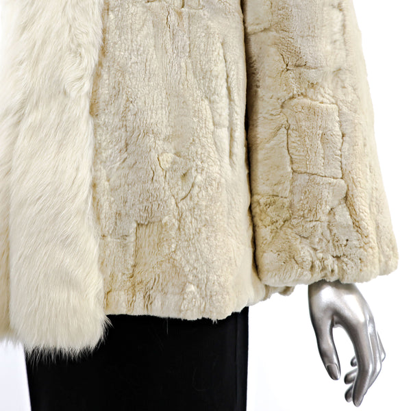Cream Sheared Beaver Jacket with Fox Tuxedo- Size S