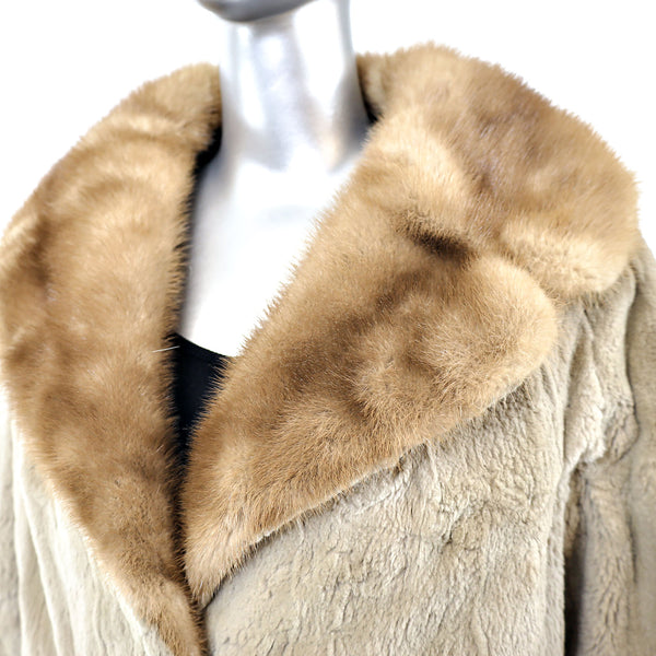 Sheared Beaver Jacket with Mink Collar- Size L