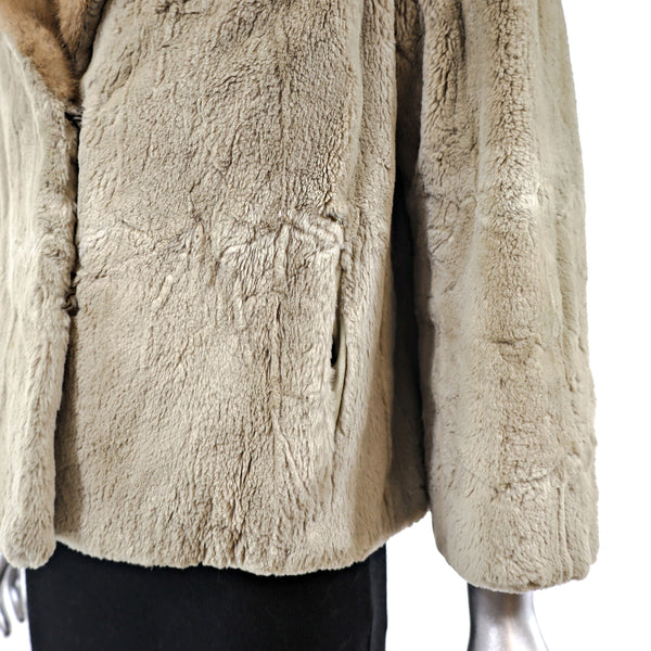 Sheared Beaver Jacket with Mink Collar- Size L