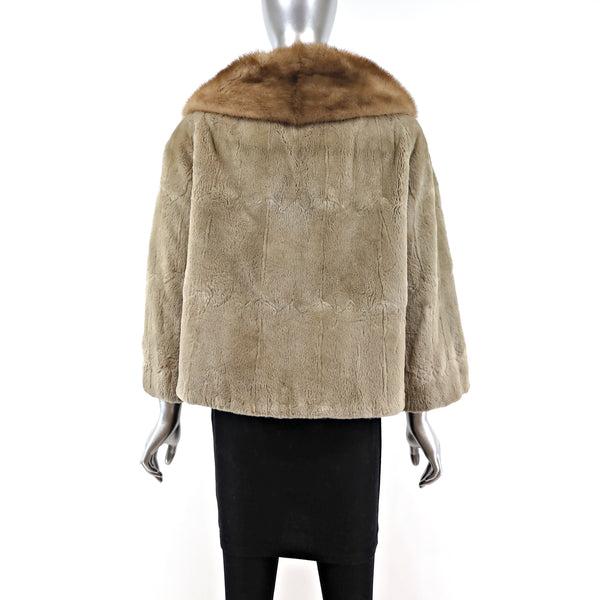 Sheared Beaver Jacket with Mink Collar- Size L