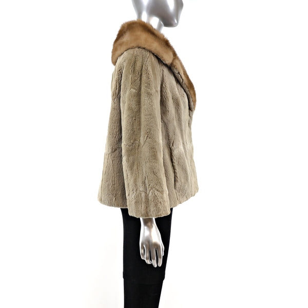 Sheared Beaver Jacket with Mink Collar- Size L