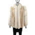 Sheared Beaver Jacket with Fox Tuxedo and Sleeves- Size M-L