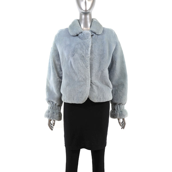 Blue Sheared Beaver Jacket- Size XS