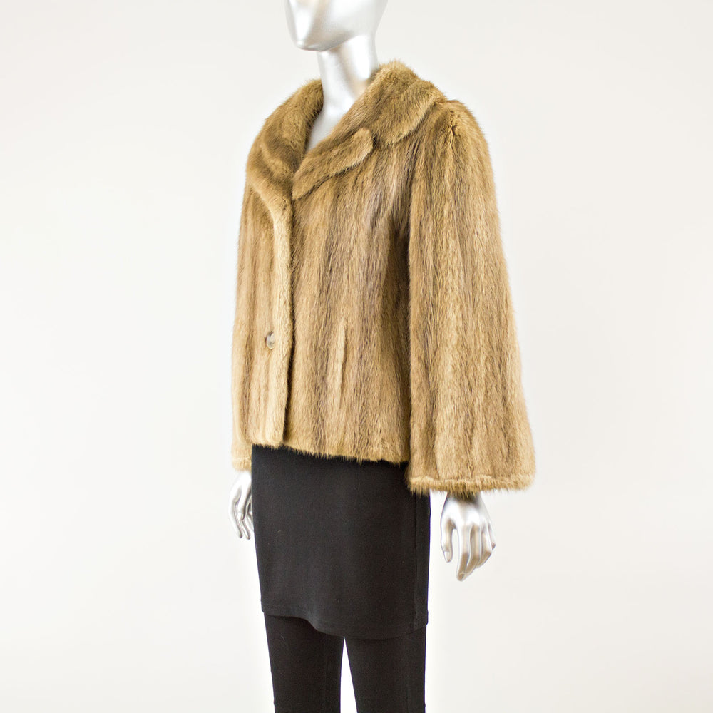 Beige Long Hair Muskrat Jacket - Size M ( Vintage Furs)