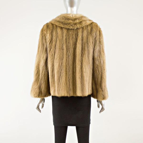 Beige Long Hair Muskrat Jacket - Size M ( Vintage Furs)