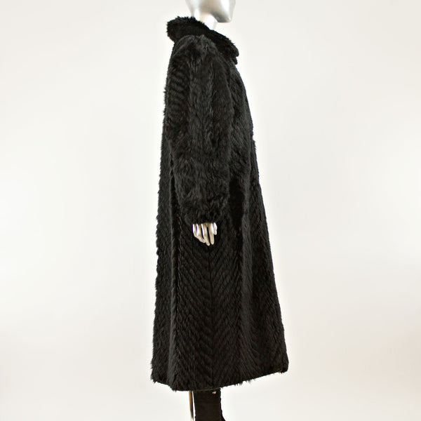 Black Oppossum Reversible Coat - Size M (Vintage Furs)