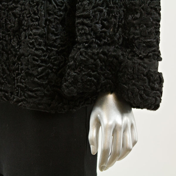 Black Persian lamb with mink collar jacket - Size S (Vintage Furs)