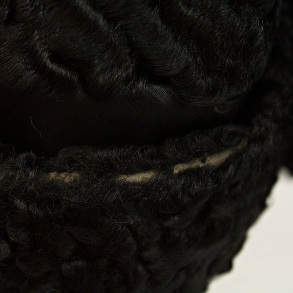 Black Persian lamb with mink collar jacket - Size S (Vintage Furs)