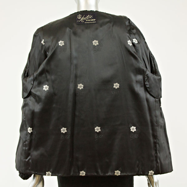 Black Persian lamb with mink collar jacket - Size S (Vintage Furs)