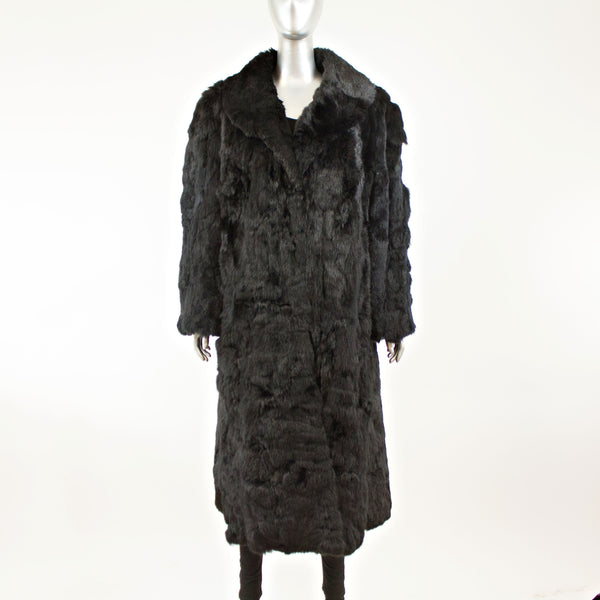 Black Section Rabbit Coat- Size XL (Vintage Furs)