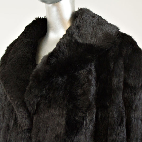 Black Section Rabbit Coat- Size XL (Vintage Furs)