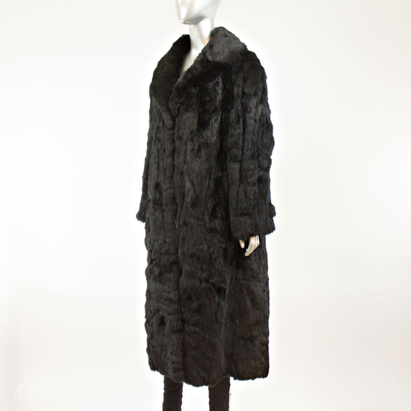 Black Section Rabbit Coat- Size XL (Vintage Furs)