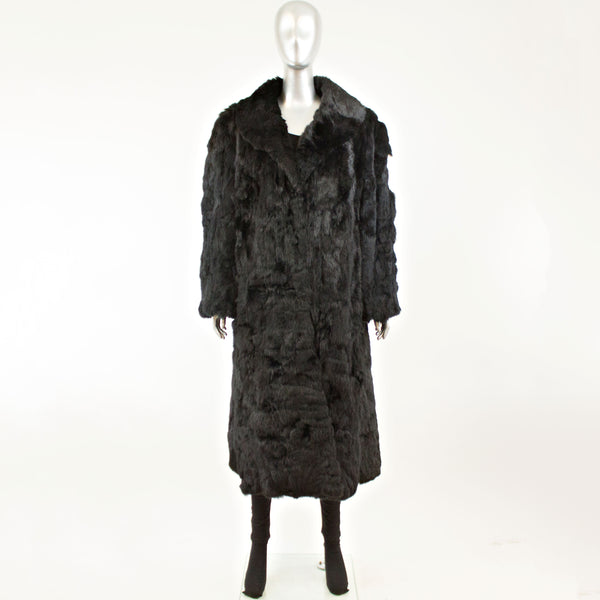 Black Section Rabbit Coat- Size XL (Vintage Furs)