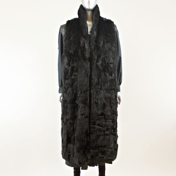 Black Rain Coat with Detach Opossum Vest - Size M-L ( Vintage Furs)