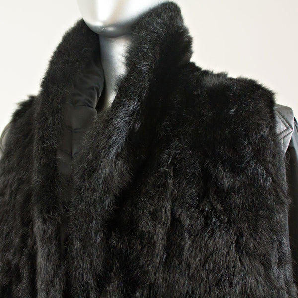 Black Rain Coat with Detach Opossum Vest - Size M-L ( Vintage Furs)