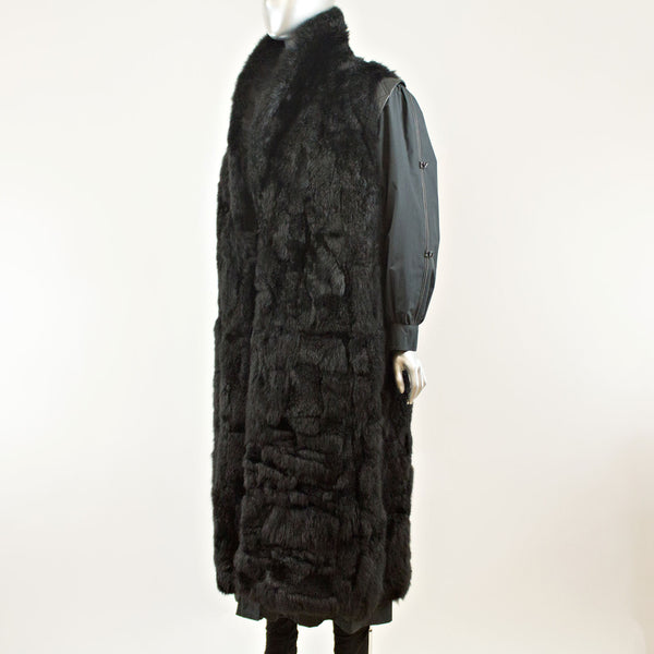 Black Rain Coat with Detach Opossum Vest - Size M-L ( Vintage Furs)