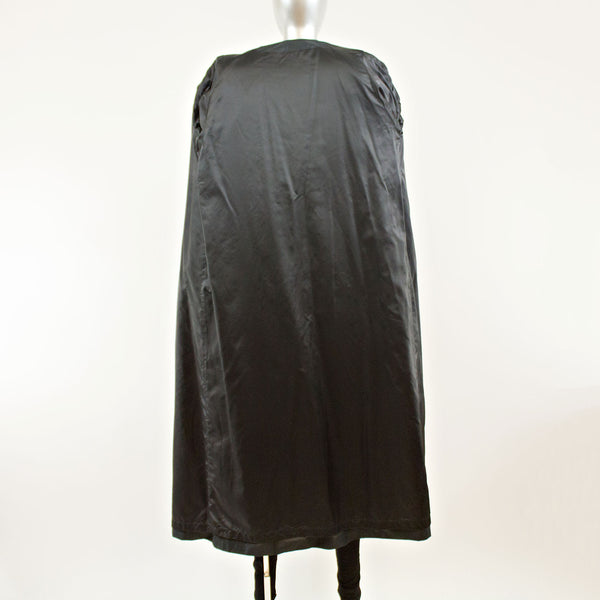 Black Rain Coat with Detach Opossum Vest - Size M-L ( Vintage Furs)