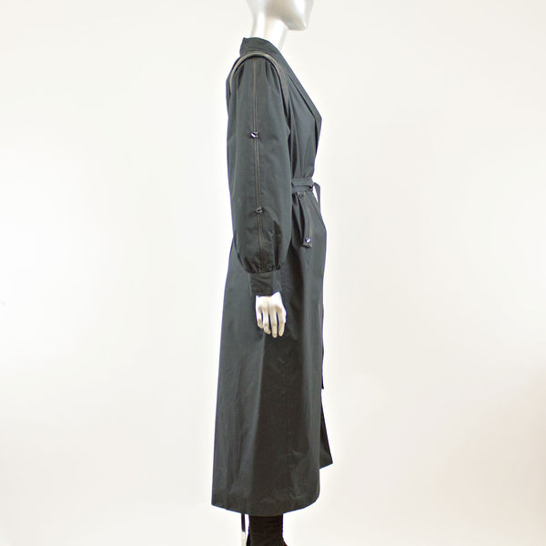 Black Rain Coat with Detach Opossum Vest - Size M-L ( Vintage Furs)